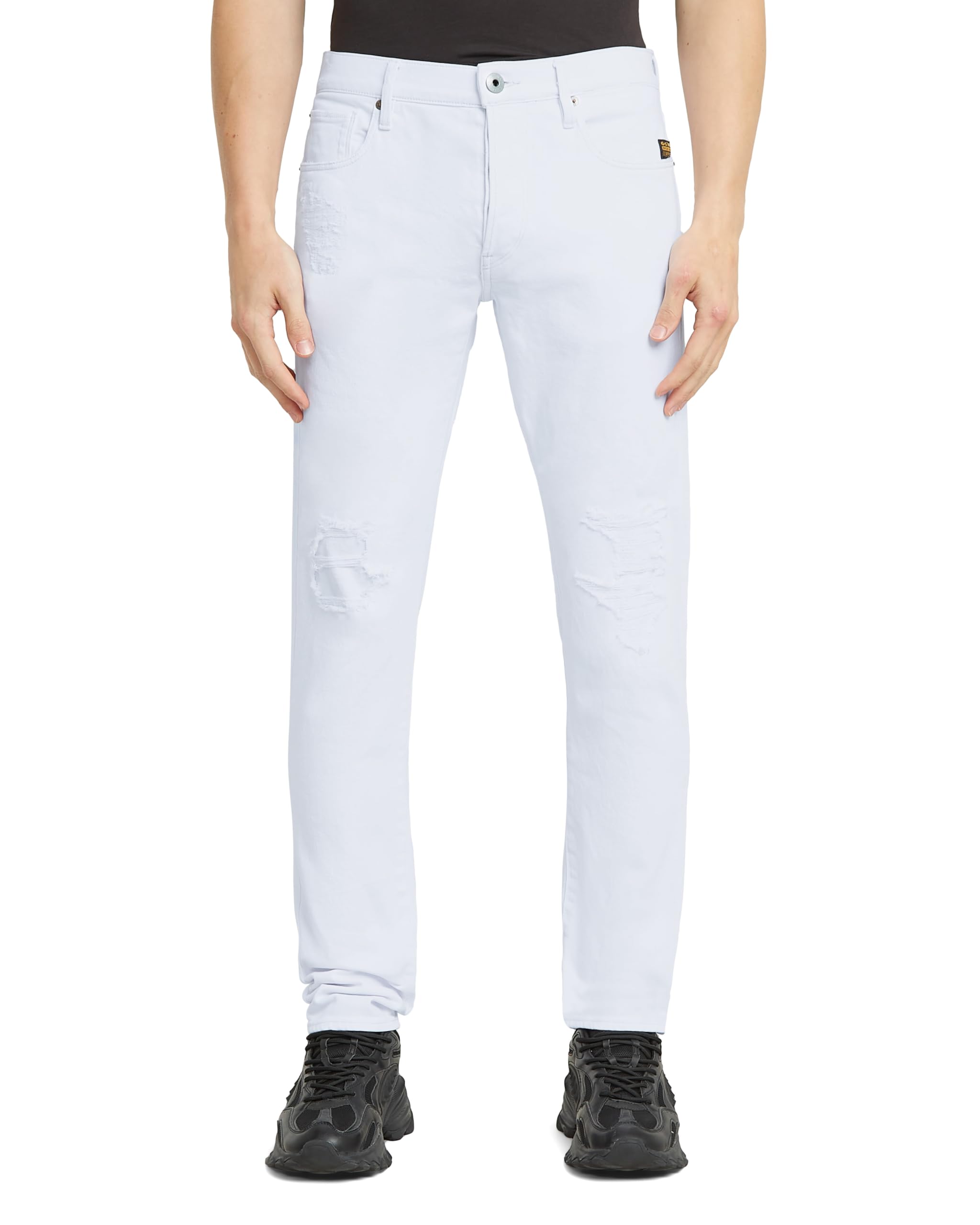 G-Star Men's White (Paper White Gd Destroyed 51001-D552-H155) Jeans 3301 Slim Jeans, Paper White Gd Destroyed 51001-D552-H155, 34 W/32 L