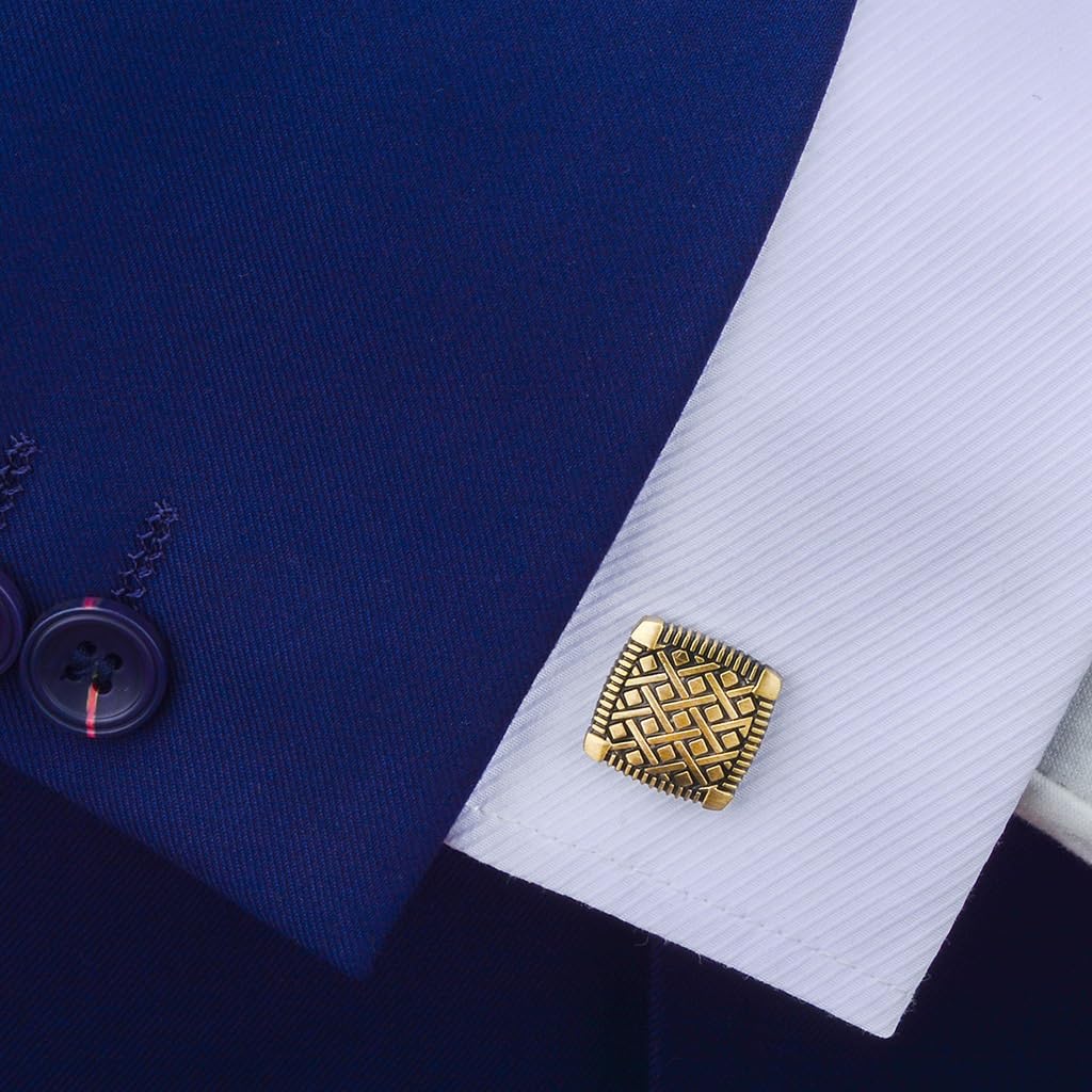 Gemelli per Camicia Vintage in Metallo Quadrato, bronzati, per Abito, Camicia Francese, Chiodi per Polsini