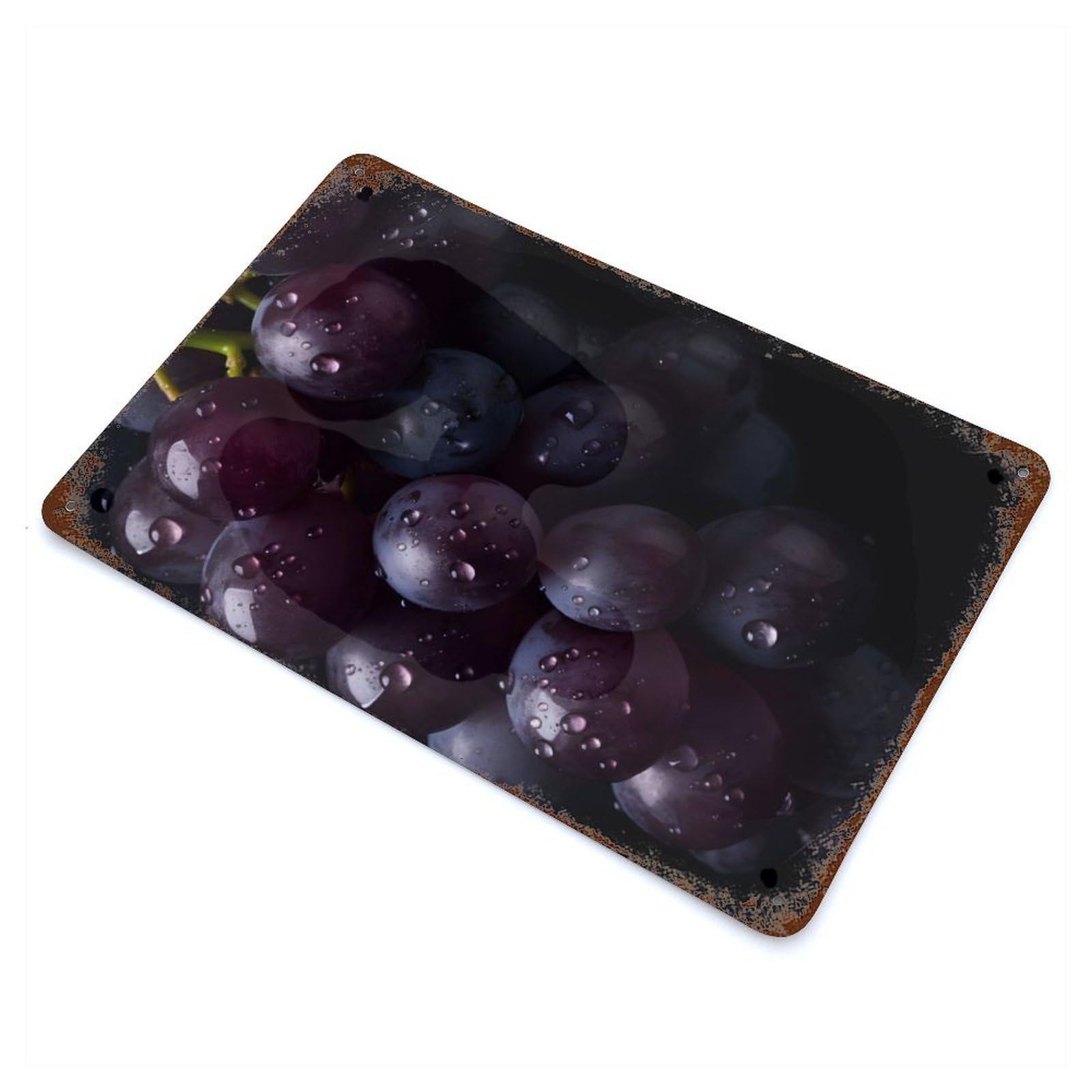 Grapes Rusty Metal Tin Sign 11.8"x7.9", Industrial Home Decor for Garage, Pub Or Kitchen