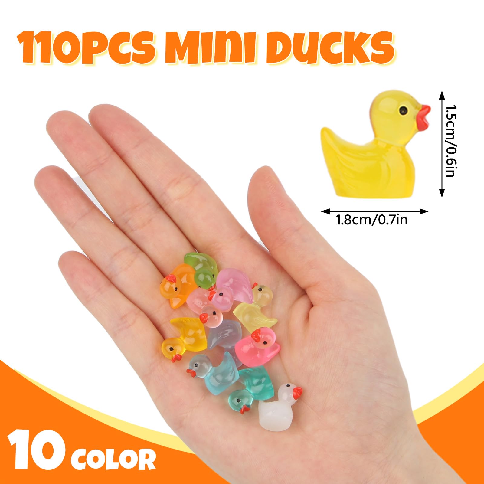 110 sztuk mini świecących kaczek, mini kaczki z żywicy, kolorowa dekoracja kaczek do akwarium, akcesoria dla kaczek, zabawki, krajobrazy mebli, dekoracja DIY na Boże Narodzenie, prezenty na imprezę