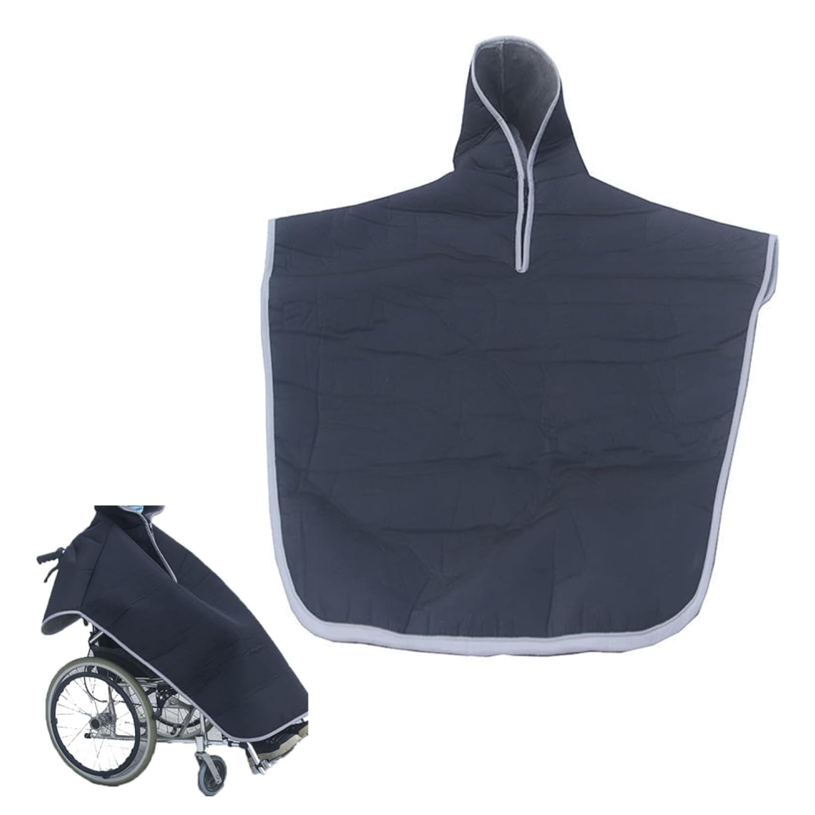 Poncho impermeable para silla de ruedas con capucha, funda forrada resistente al viento para calidez de cuerpo completo, manta de invierno fácil de poner y quitar para piernas y cuerpo