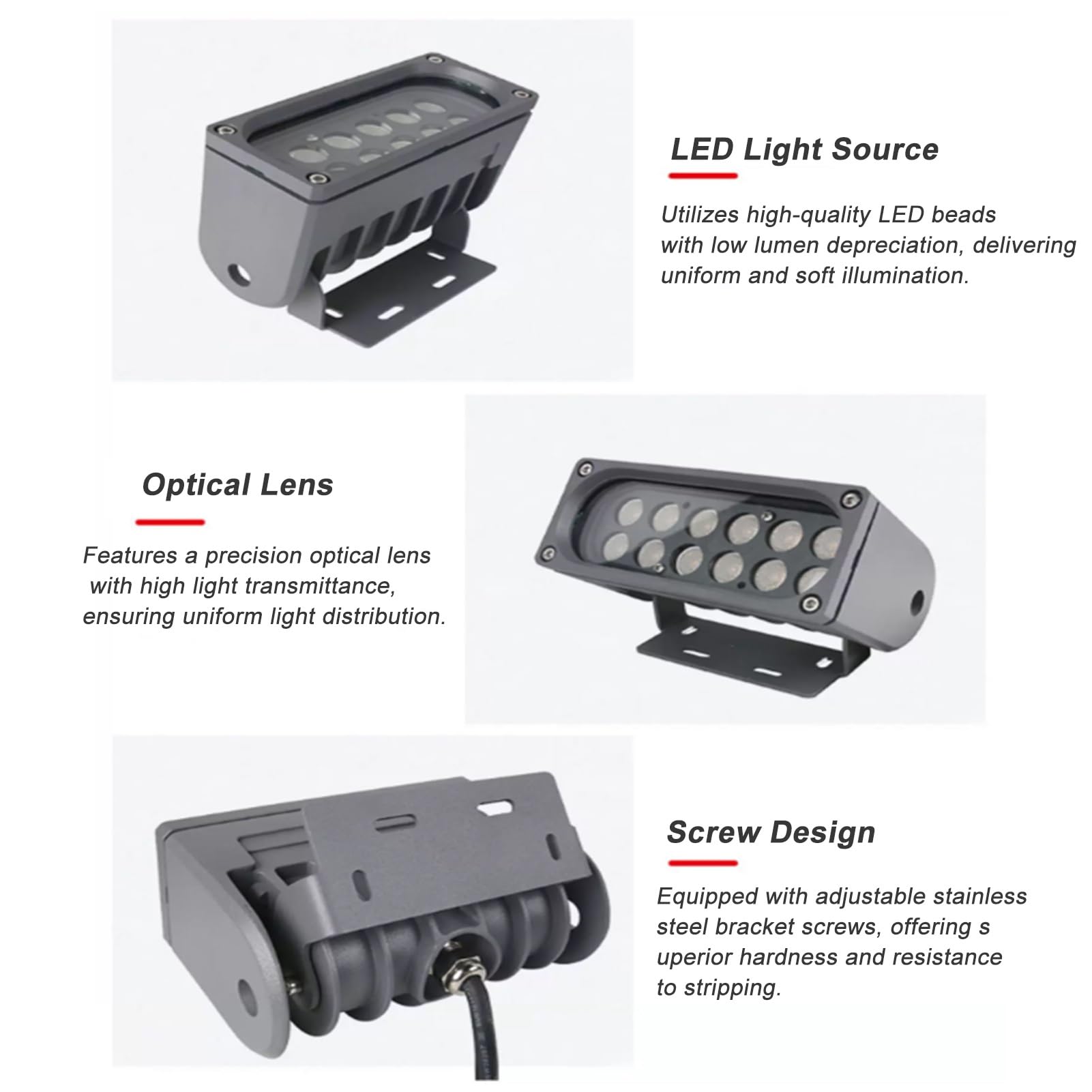 Luces De Paisaje - Focos Rectangulares Para Exteriores, Iluminación LED Exterior Impermeable IP65, Foco LED De 12W, Para La Iluminación De Patios, Jardines Y Entradas(Neutral White)