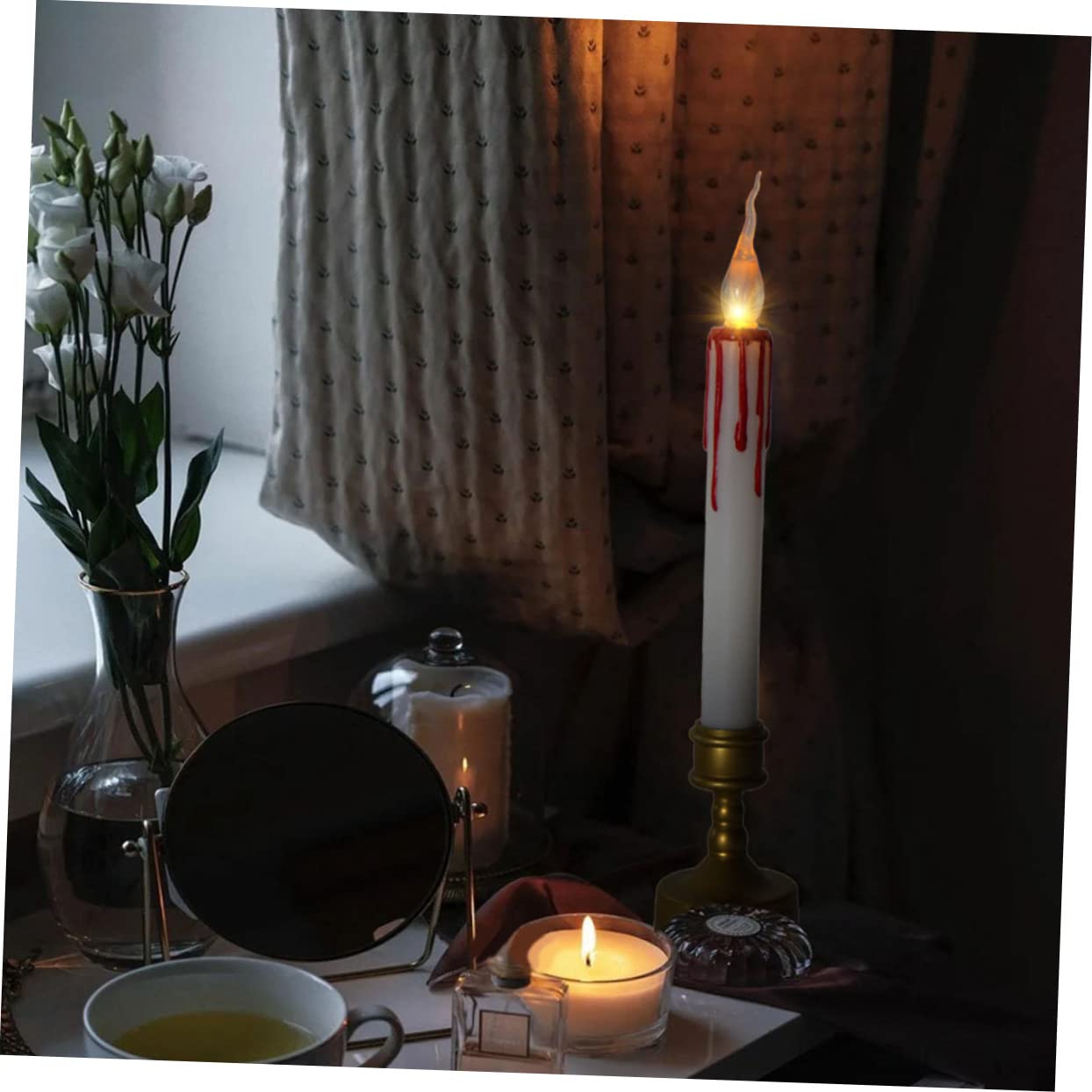 HOMSFOU 8 Portacandele A Ventosa Per Luci LED | Clip Per Candele Da Finestra | Supporto Per Decorazioni Natalizie, Bianco - 2