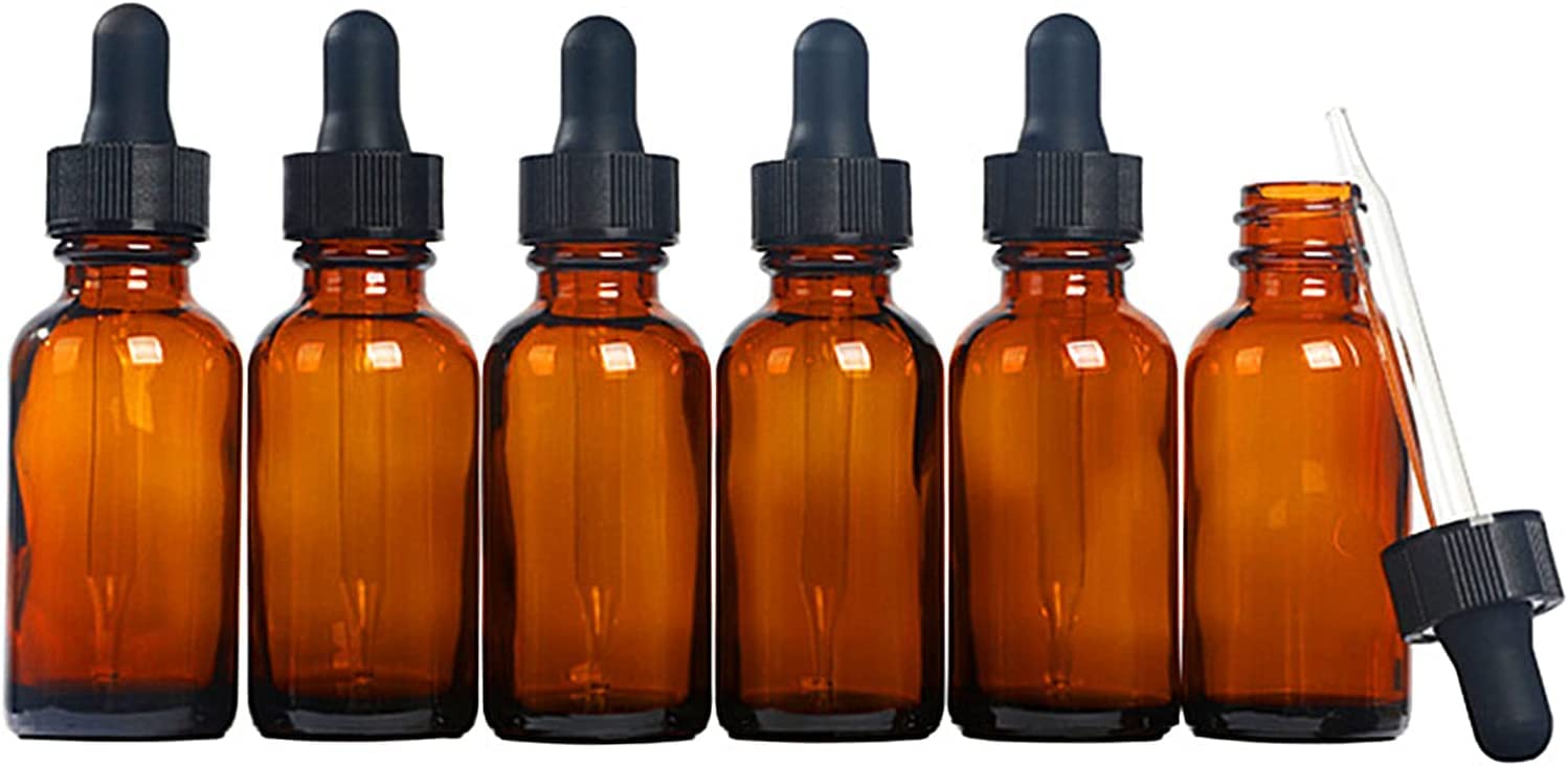 6PCS Dropper Bottles for Essential Oils Amber Glass Bottles with Eye Droppers - Tincture Bottles, Leak Proof Travel Bottles for Extracts & Essential Oil, Liquids, Colognes,Perfume (20ml)
