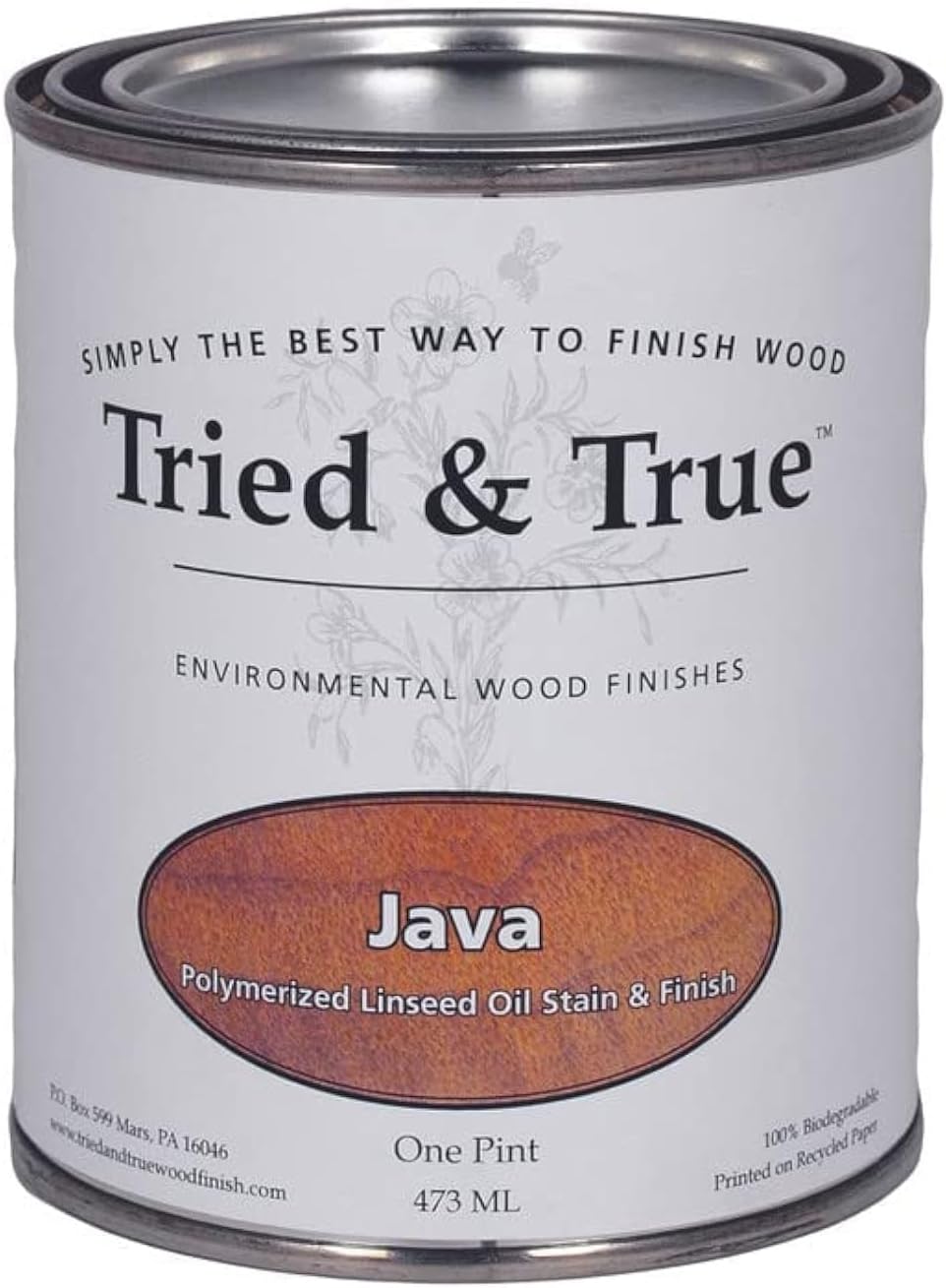 Tried & True Java Stain & Finish, Pint – Linseed Oil Wood Stain, Ideal for Home Improvement, Furniture, & Kitchen Wood Projects, Natural Wood Stain & Finish, Pigmented Danish Oil