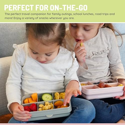 Miniatura 6 de melii Mini caja de aperitivos – 6 compartimentos, contenedor dividido para aperitivos, almacenamiento de alimentos para niños y adultos, divisores