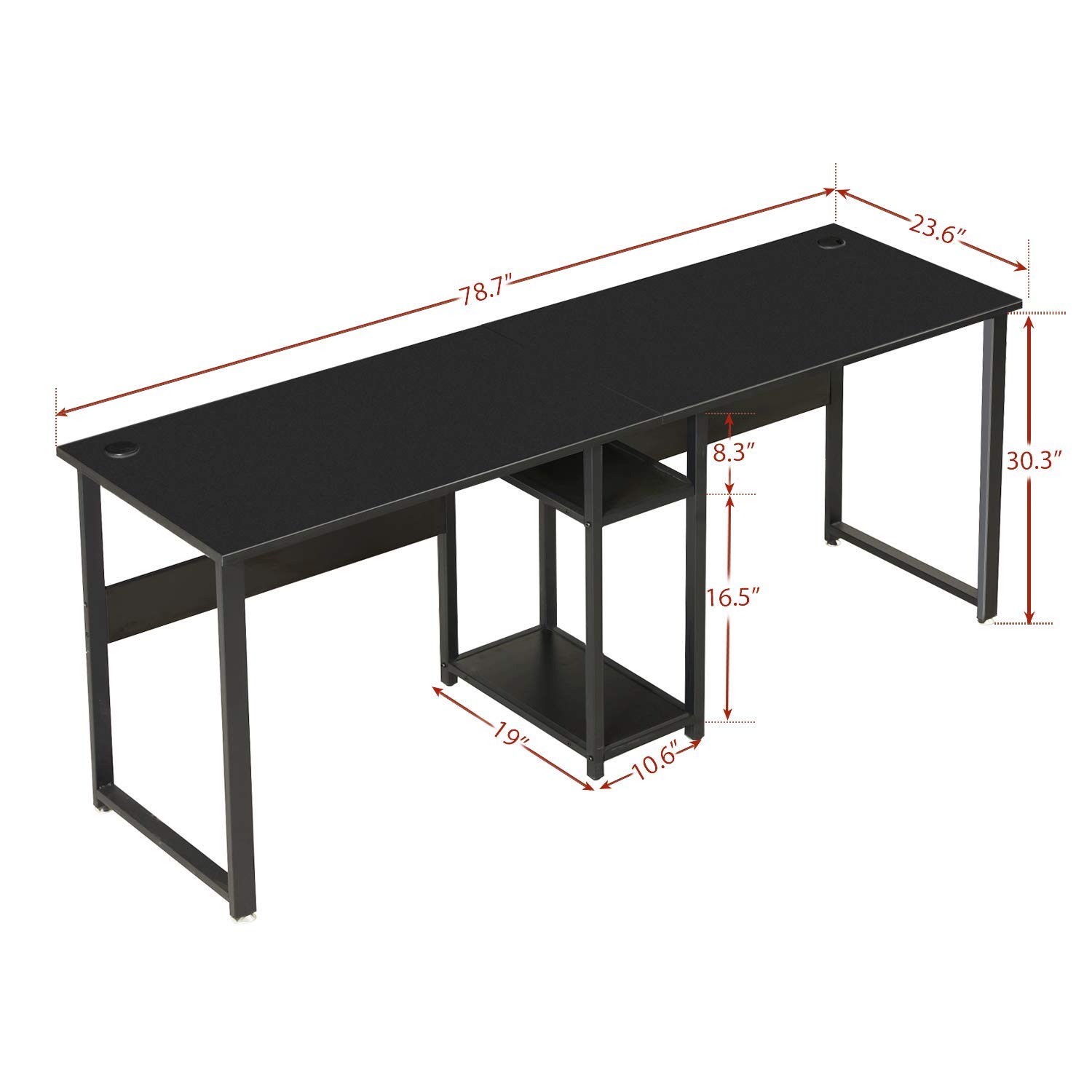 Sedeta Two Person Desk, Double Workstation Desk, 78 inches Computer