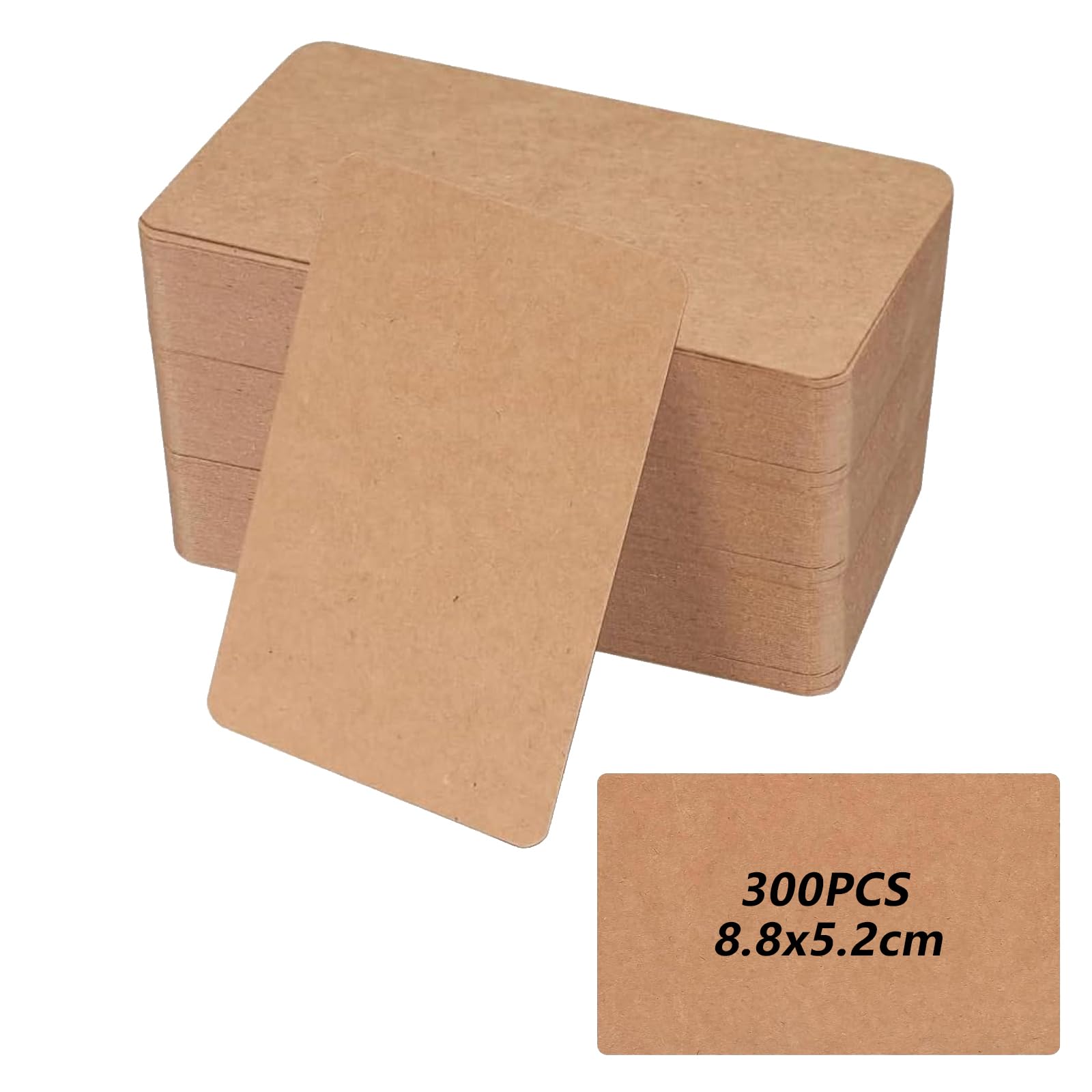 300 Pcs Blank Kraft Cardss, Blank Business Cards Personalised Brown, Blank Flash Cards Brown Card, for School Home Office Learning Message Word Note Memory Paper Card Gift Tags(3.46x2.13 inch)