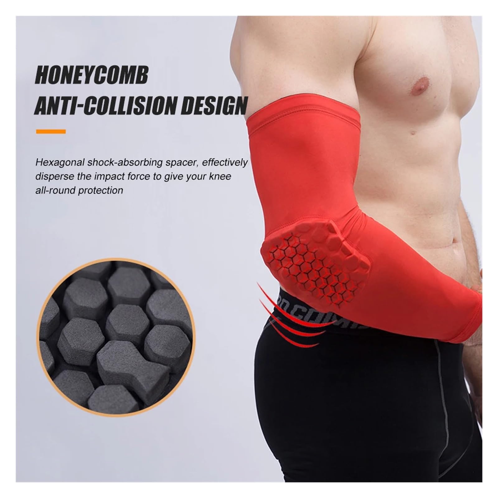 Elleboogbeschermers voor volwassenen, tieners, honeycomb, elleboogondersteuning, training, sport, bescherming, basketbal, volleybal, elastisch, ademend, armbeschermer voor volleybal, worstelen
