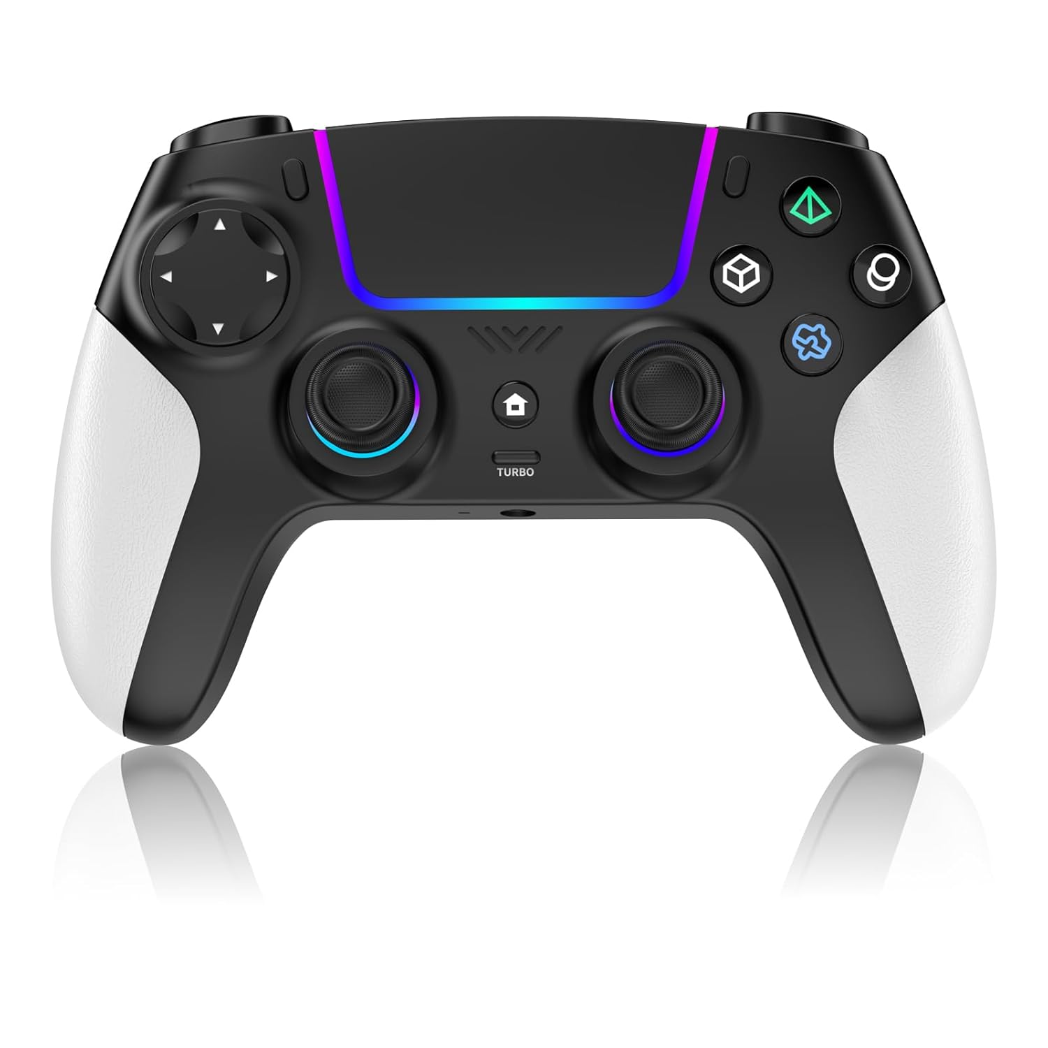 Wireless Controller for PS5 with RGB LED,TURBO, Dual Vibration, 6 Axis Gyro Sensor, Touchpad, Ergonomic for Playstation 5 Controller, Compatible with PlayStation 5/PC/Mac, Anti-Slip Black and White