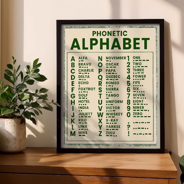 Amazon.com: Vintage Phonetic Alphabet Chart - Military Wall Art