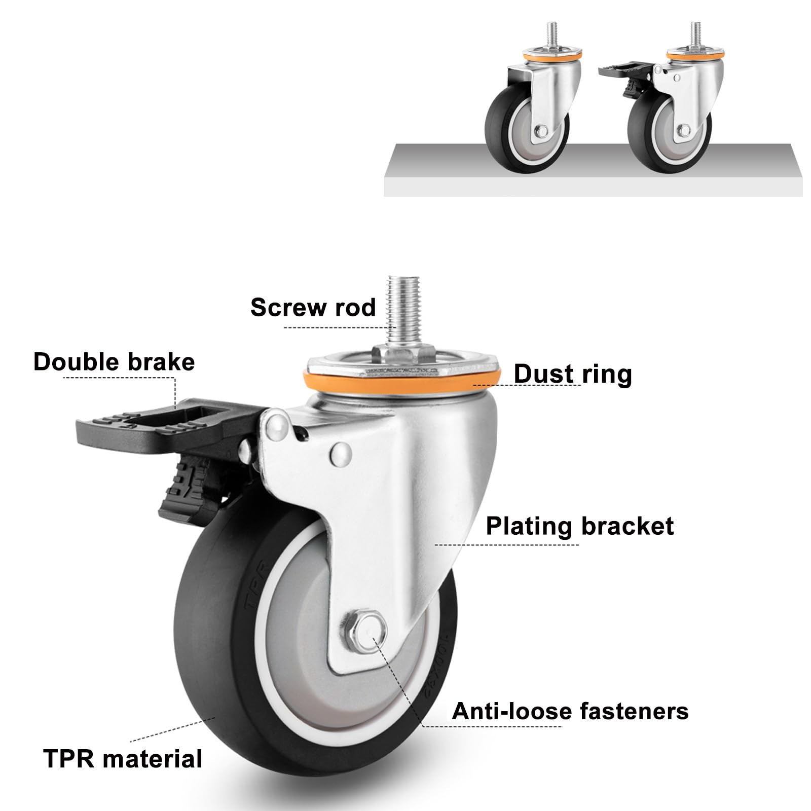 Ruote Girevoli Neewer Per Treppiedi - 3 Pezzi Con Freno - Per Gambe Da 22mm - Foto 14