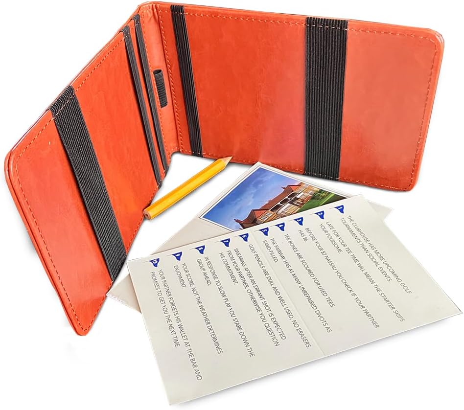 Your_Health Leather Golf Scorecard Holder | PU Leather Golf Yardage Book Cover | Golf Club Accessories for Men Women Golfers, Sports and Outdoor Protector Gift Accessories, Free Pencile