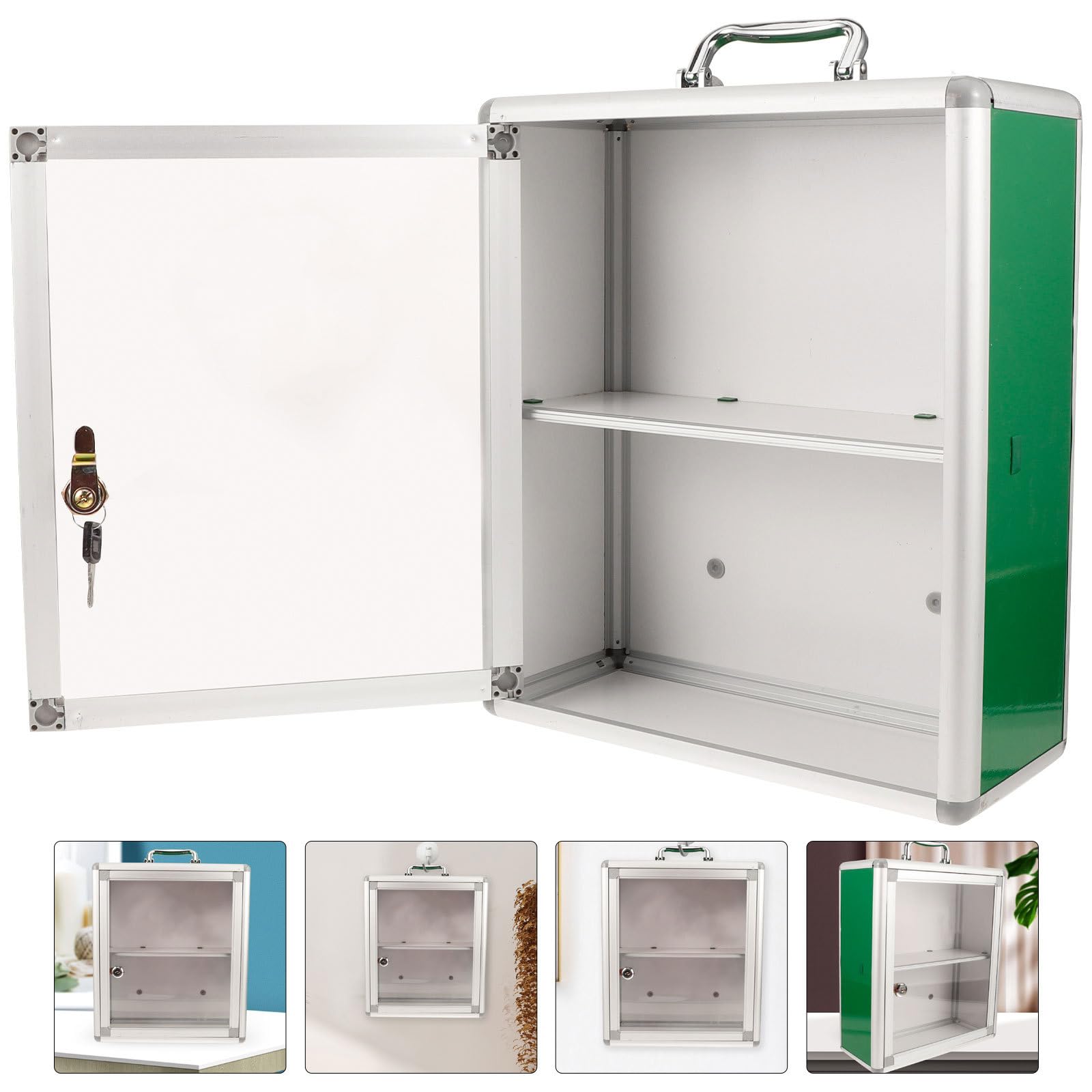 Botiquín Gran Capacidad Montado en Pared Material Acrílico y Aleación de Diseño Transparente y de Espacio de Primeros Auxilios para Oficina y Automóvil