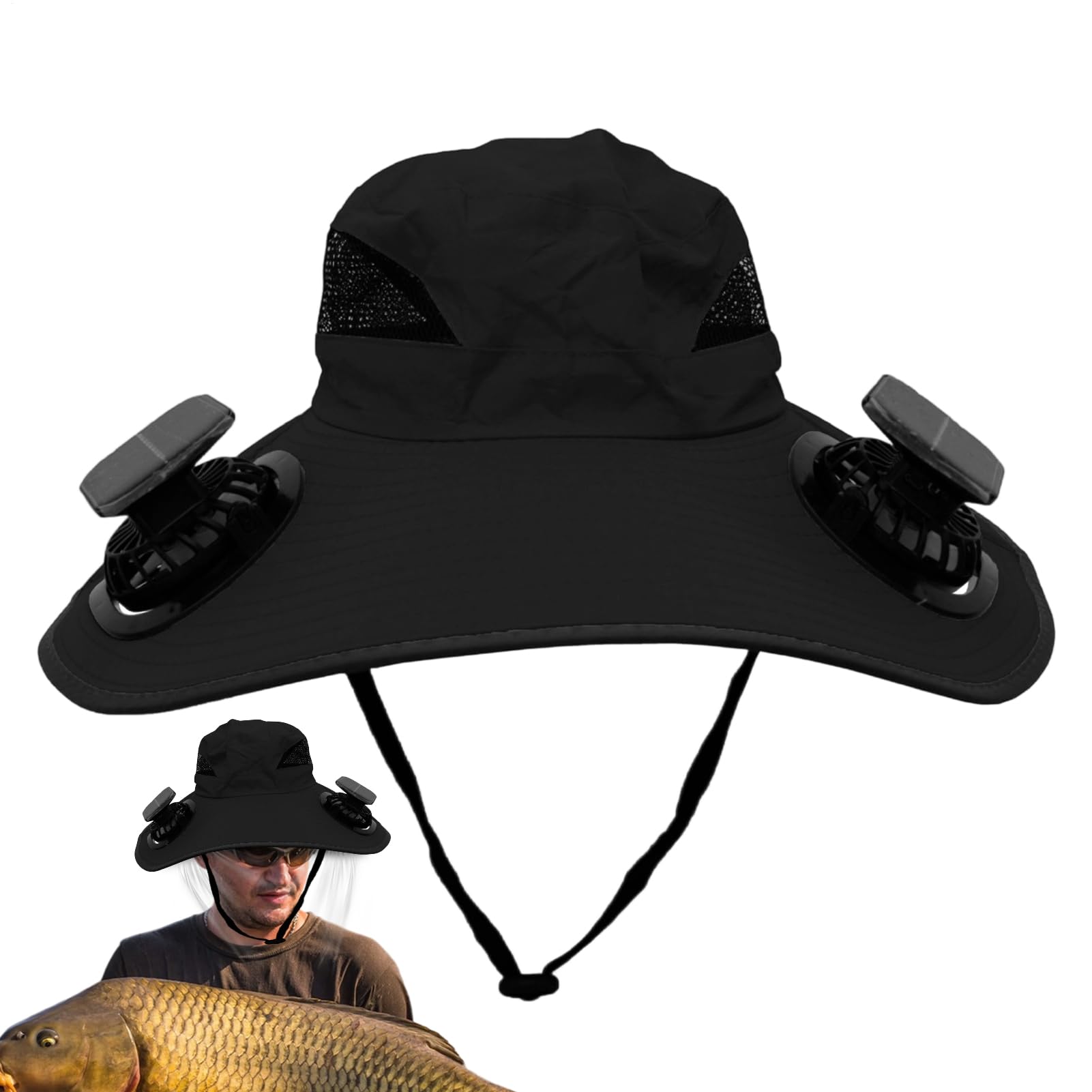 Cappello con Ventilatore a Energia Solare Cappello da Pesca Esterno UPF50+ | Copricapo Rinfrescante Traspirante Portatile per Pesca Campeggio Spiaggia Sport Estivi