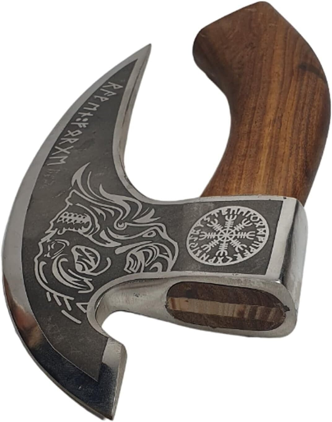 Ręcznie robiony nóż do pizzy, 26 centymetrów, ostrze do cięcia ze stali węglowej, skóra sheath, wzór czaszki, styl wikingów nóż do pizzy. Multi-Purpose Cutter… (uchwyt do owoców różanych)