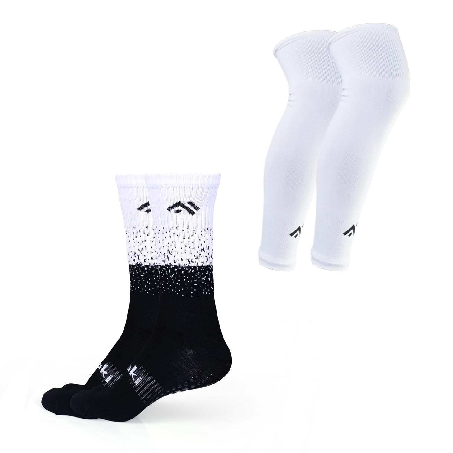 Mizaki Double Coloured Anti-Slip Football Socks and Leg sleeve Combo Pack for Men & Women - Football Grip Socks with Rubber Pad Grip and UV Protection Leg sleeve-image-21