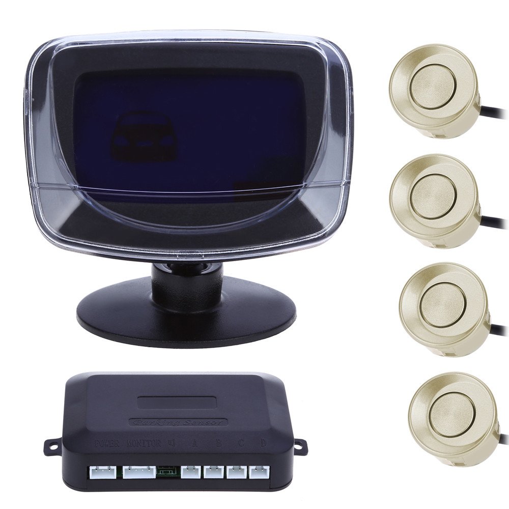 Sconosciuto 4 sensori di parcheggio inglese voce auto allarme auto retromarcia detector digitale LCD Display e Step-Up Alarm monitor System