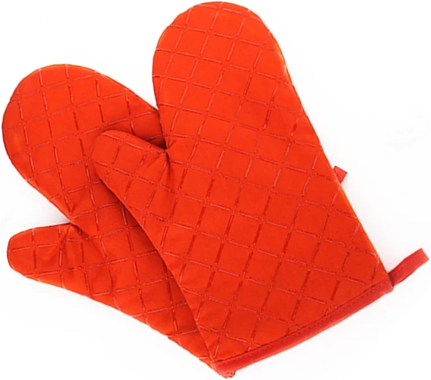Cotton Silicone Printed Oven Mitts 2 Pack Textured Grip Baking Grilling Gloves 28x18cm Green Orange Black Red(Orange 2pcs)