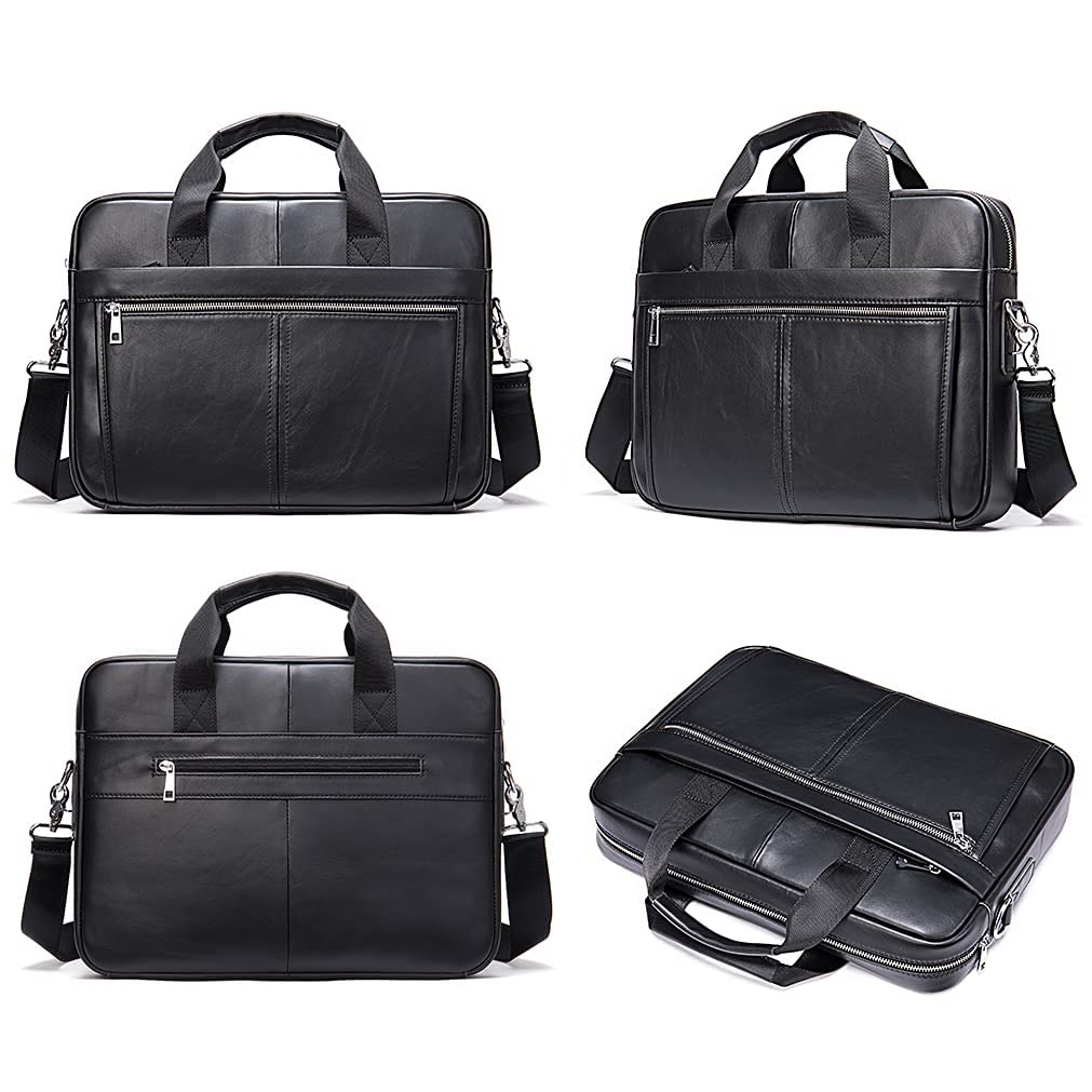 SPAHER - Maletín para ordenador de hombre, piel sintética, regalo de 15,6 pulgadas, de piel, bolso bandolera, toalla de negocios, B015-15,6"-marrón Café