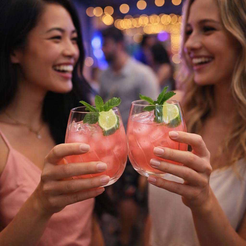 Oojami 40 piece Solana 12 Ounce Stemless Unbreakable Crystal Clear Wave Plastic Wine Glasses Set of 40 (40) - Image 6