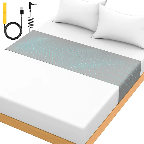 Grounding Mat for Bed 90% Organic Cotton+10% Pure Silver Fiber, Grounding Fitted Sheets for All Mattress Sizes, with Static grounding Cord and Test Pen (Gray, 105.4 * 23 inch)