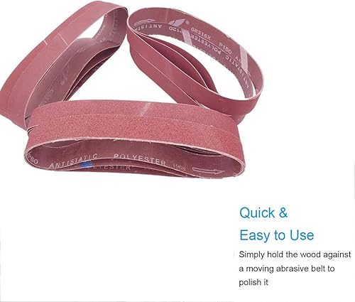 Miniatura 4 de Paquete de 20 correas de lijado de grano 80 de 1-12 x 30 pulgadas para pulidora de tubos de tubo, lijadora de óxido de aluminio para carpintería y