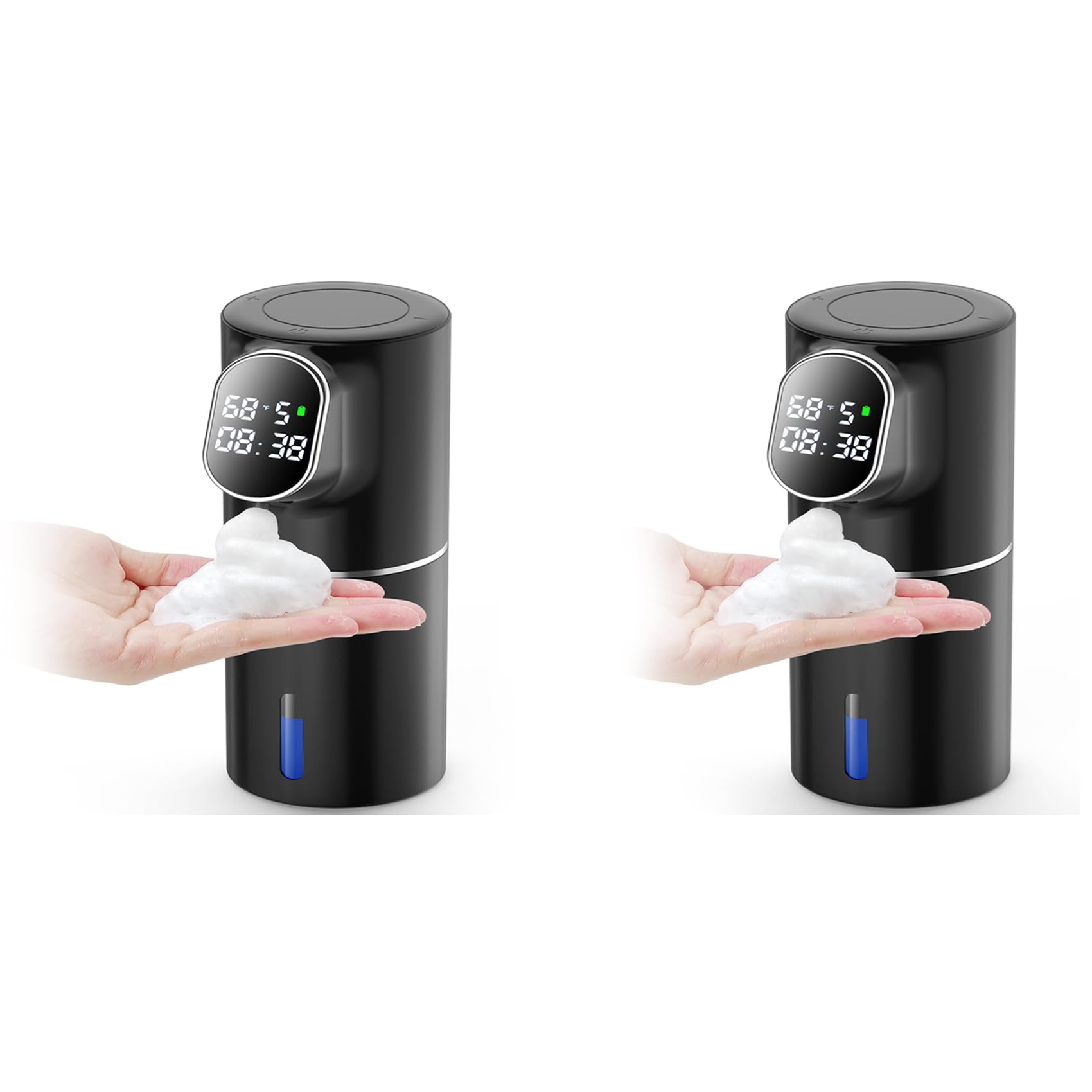 Vjsujehgy 2X Automatic Foaming Soap Dispenser Touchless HD LED Time and Temperature Display 5-Level Adjustable IPX6 11oz/320ml