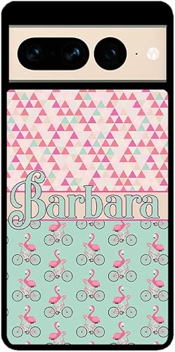 Flamingo's Riding Bicycle's Bikes Black Rubber Phone Case Compatible With Google Pixel 10, 10 Pro, 10 Pro XL, 9a, 9 Pro, Pixel 9, Pixel 9 Pro XL,