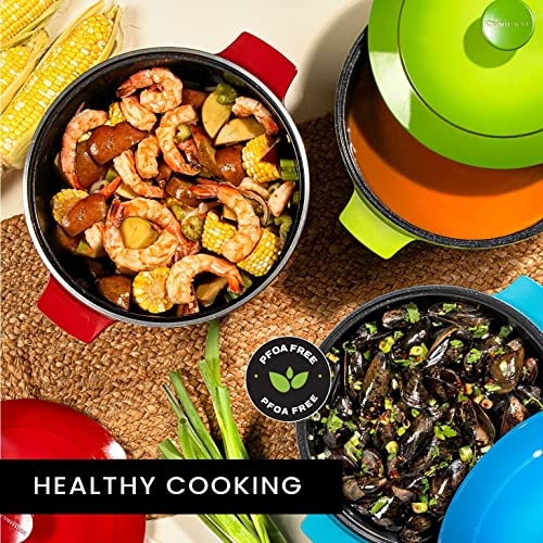 Granitestone Lightweight 6.5 Qt Dutch Oven Pot with Lid, Nonstick Dutch Oven Set, 10 in 1 Enamel Stock Pot/Cooking Pot & Dutch Oven for Sourdough Bread Baking, Dutch Ovens, Oven/Dishwasher Safe-Black - Thumbnail 5