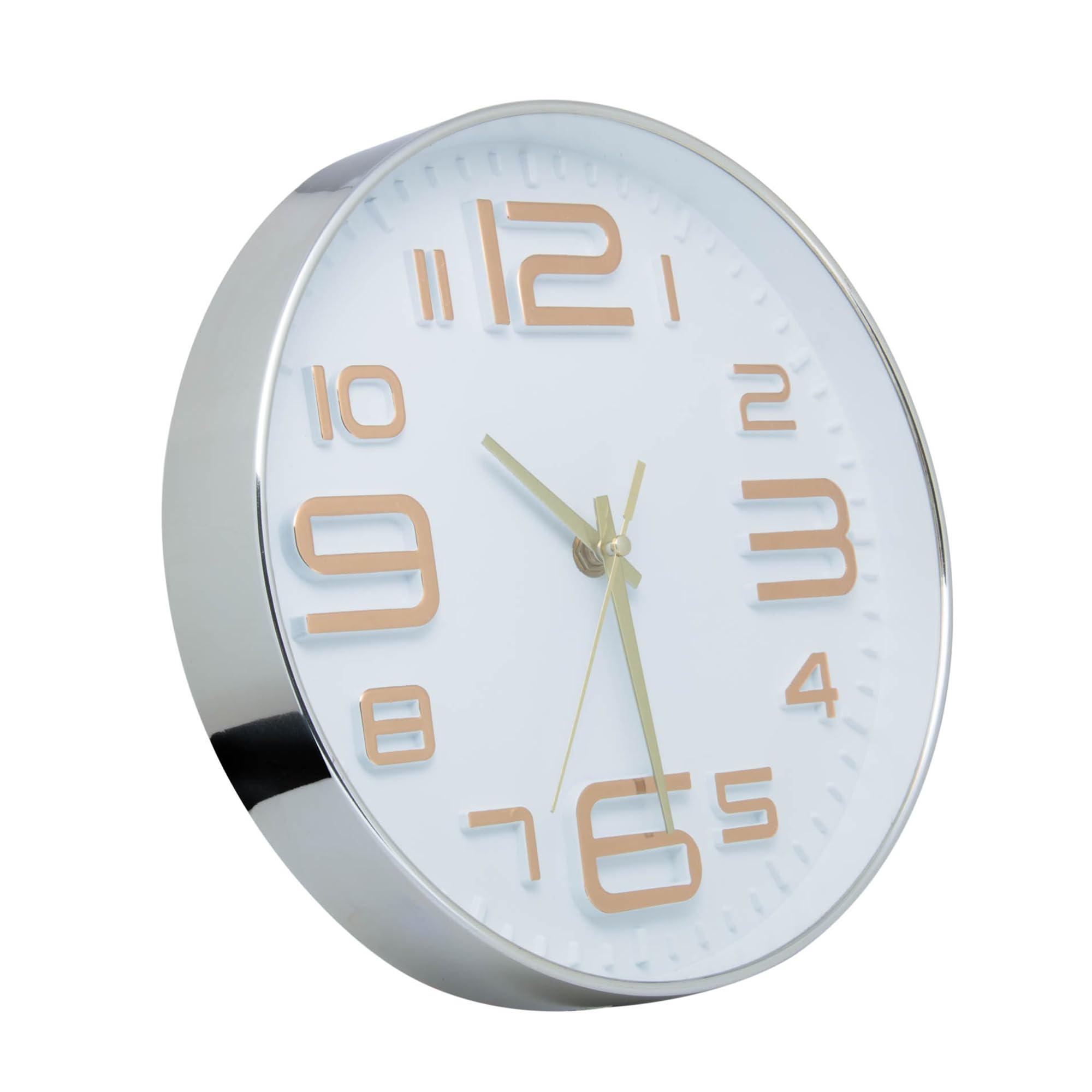 LYOR - Relógio de Parede em Plástico Quartz Branco com Dourado 25cm x 4cm - Decoração de
