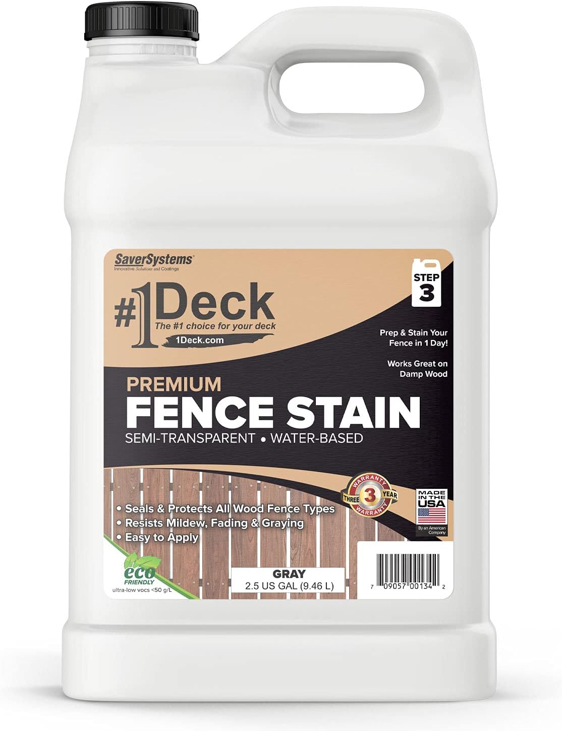SaverSystems #1 Deck Premium Wood Fence Stain - Semi-Transparent Sealer (1 Gallon, Dark Walnut) (Pack of 2)