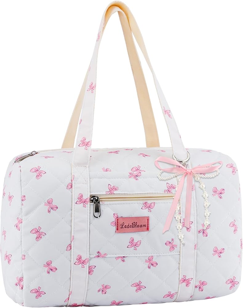 Amazon.com | Coquette Bag with Ribbon Pearl Bow - Pink Bow Tote