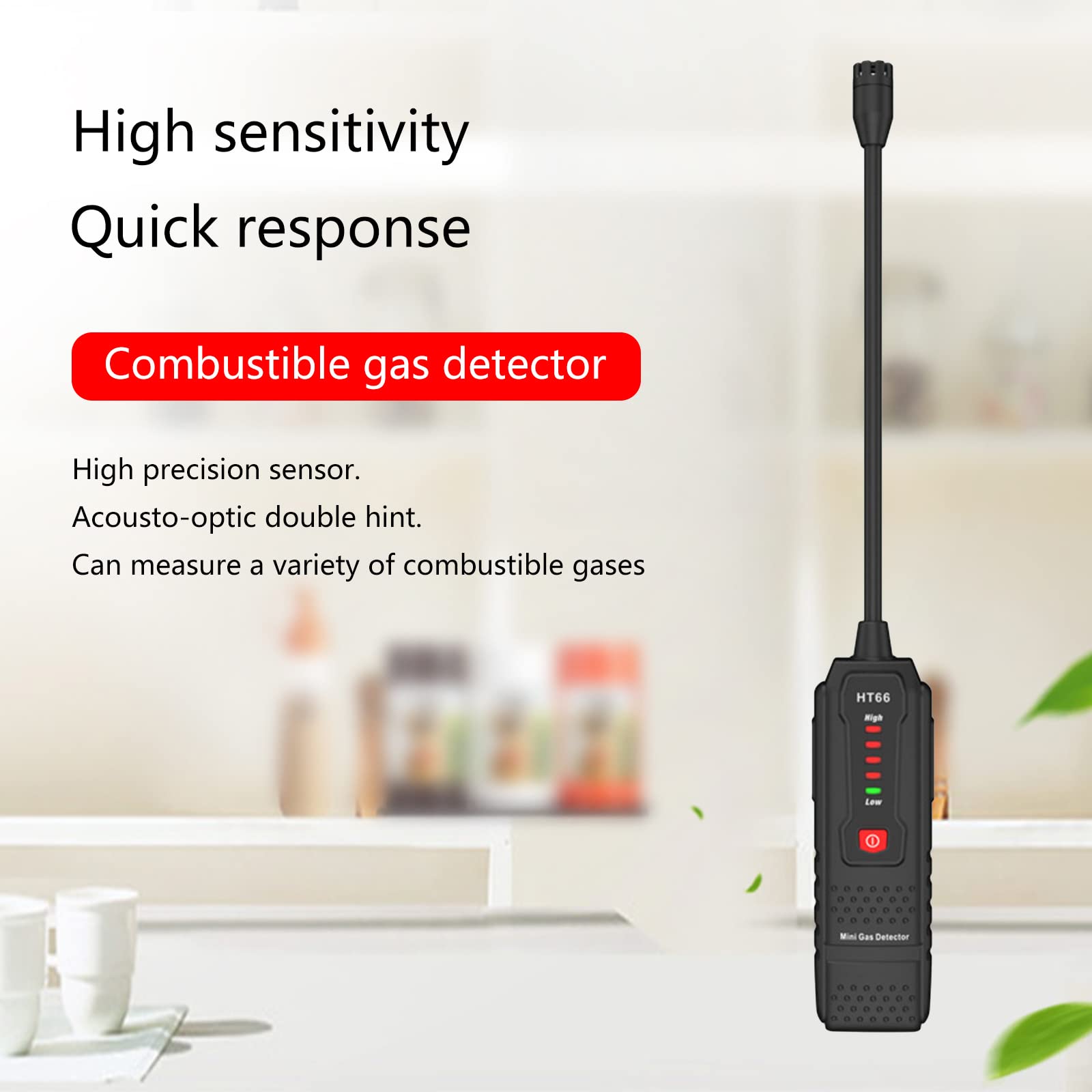 Rilevatore di perdite Tester portatile palmare - Sniffer metano naturale infiammabile 50-1000 ppm con allarme sonoro-visivo Sniffer alimentato a batteria (non inclusa)