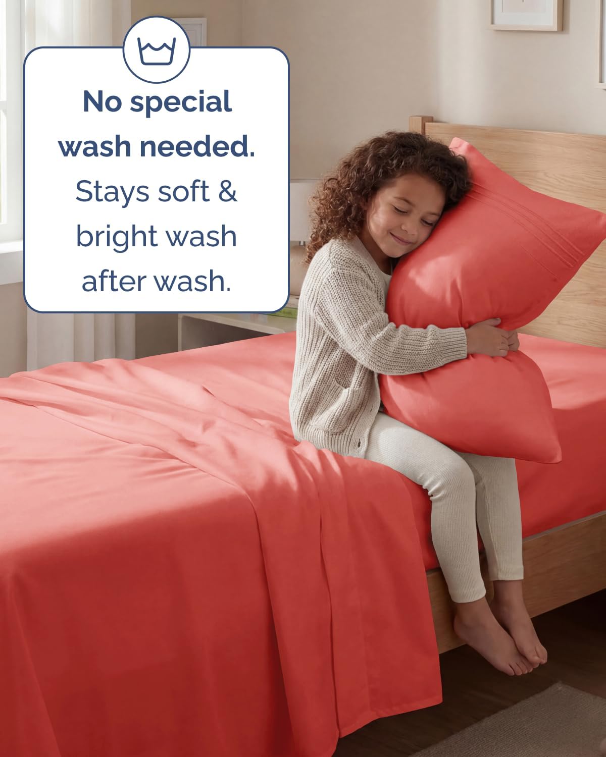 Twin Size 3 Piece Sheet Set - Comfy Breathable & Cooling Sheets - Hotel Luxury Bed Sheets for Women & Men - Deep Pockets, Easy-Fit, Extra Soft and Wrinkle Free Sheets - Coral Oeko-Tex Bed Sheet Set thumbnail