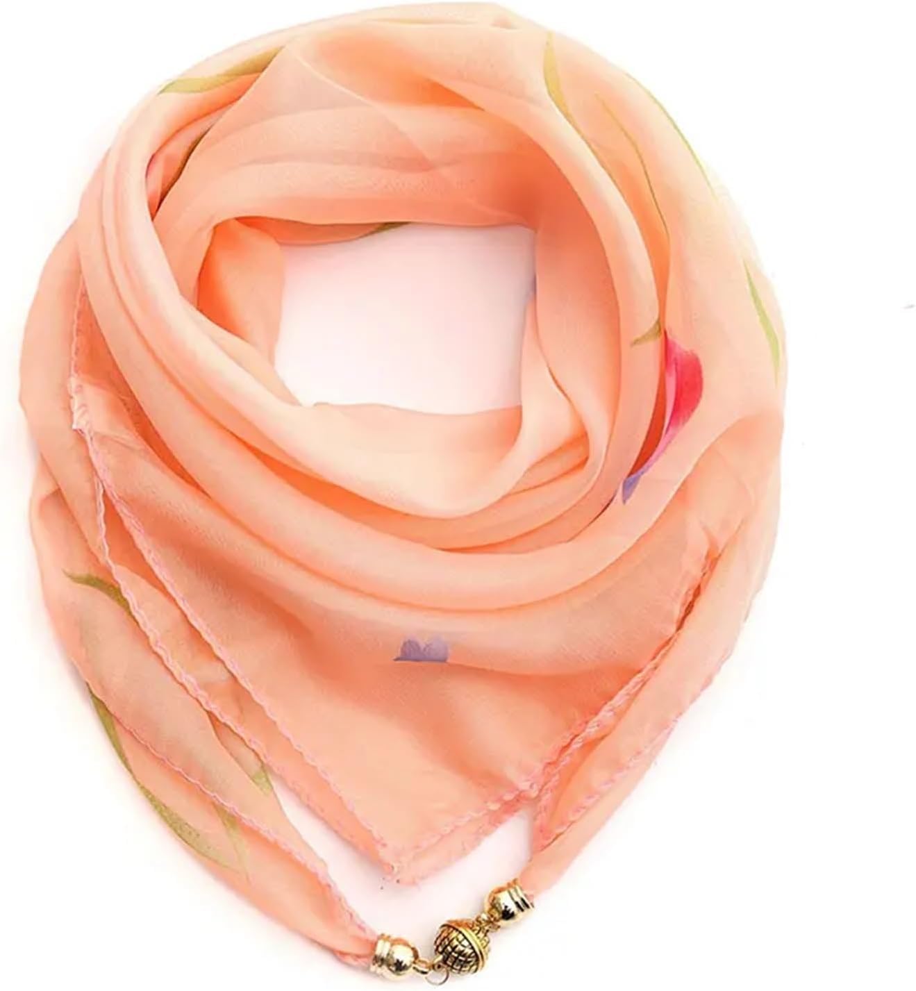 Quadratischer Schal aus Seidenchiffon und Satin mit Schnalle