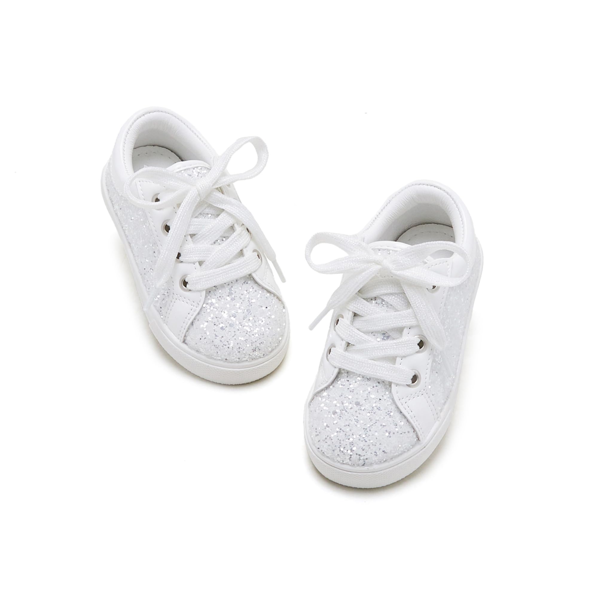 GINFIVE Toddler Girls Sneakers Little Girls Slip On Shoes Glitter Sneakers Toddler