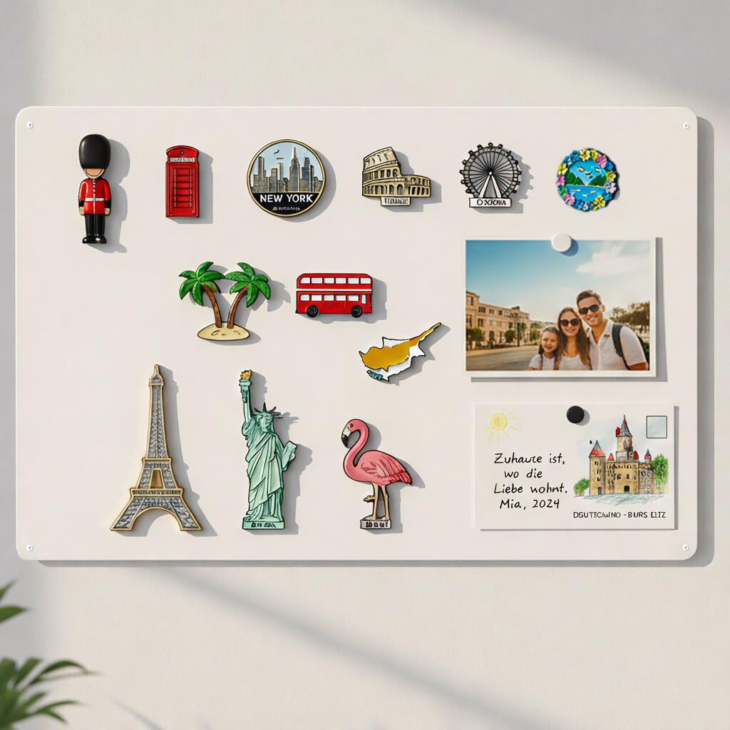 Magnettafel Weiß 40x60 cm Metall: Starke Magnetwand & Pinnwand Magnetisch für Küche/Kinderzimmer & Büro – Hochwertiges Memoboard für Magnete/Fotos & Souvenirs