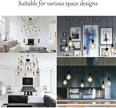 Hanging Lamp E27 Chandelier Lamp Vintage Retro Pendant Light Ceiling Lamp Hanging Lamps Industrial Pendant Light for Kitchen Bedroom and Hotel Decoration Pendant Lights,4heads