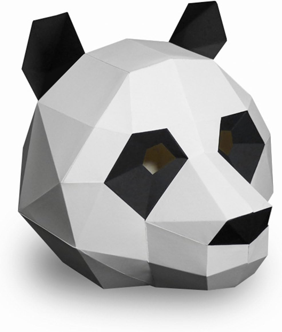 FUNLAVIE 3D Paper Mask Animal Head Molds DIY for Halloween Party Costume Cosplay Panda