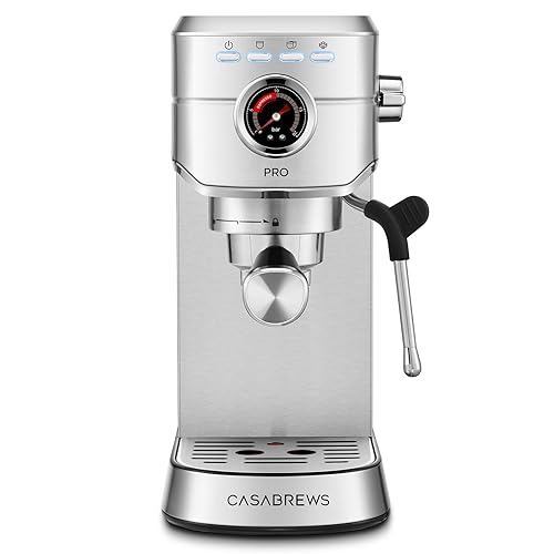 CASABREWS 5418 PRO Espresso Machine 20 Bar, Upgraded Espresso Maker with Powerful Steam Milk Frother, Stainless Steel Coffee Machine with Fast Heating System for Cappuccino, Latte, Silver - A-Silver