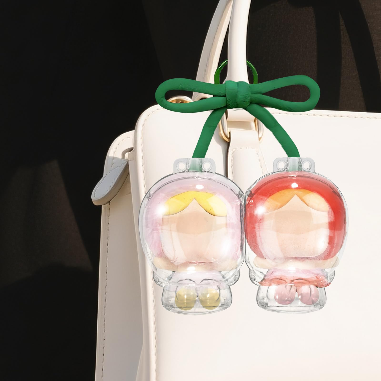 2pcs Clear Acrylic Protective Case for Cherry Doll Transparent Key Chain Display Box Keychain with Lanyard Storage Cover for Collectible Doll and Gift (Dolls Not Included) - Image 4