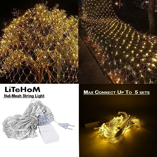 Image of LED Net Mesh String Lights, 6.6Ft X 6.6Ft, 144 LEDs, 8 Modes Diwali Decor with Diwali Lights for Home Decoration! LED Diwali Light, LED Lights for Home Decoration (Warm Net Light)