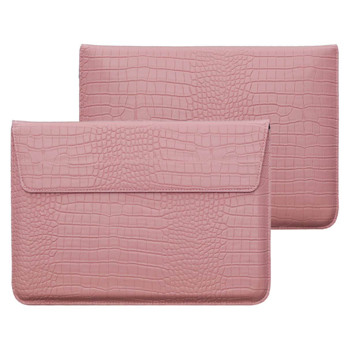Laptop Sleeve for MacBook Air 13.6 inch 2022 M2 A2681 Air 13" A2337 M1 A2179 A1932 2021-2018 Crocodile Grain PU Leather Flap Style Case Notebook Bag for Mac Pro 13 M2 A2338 2020-2016, Pink