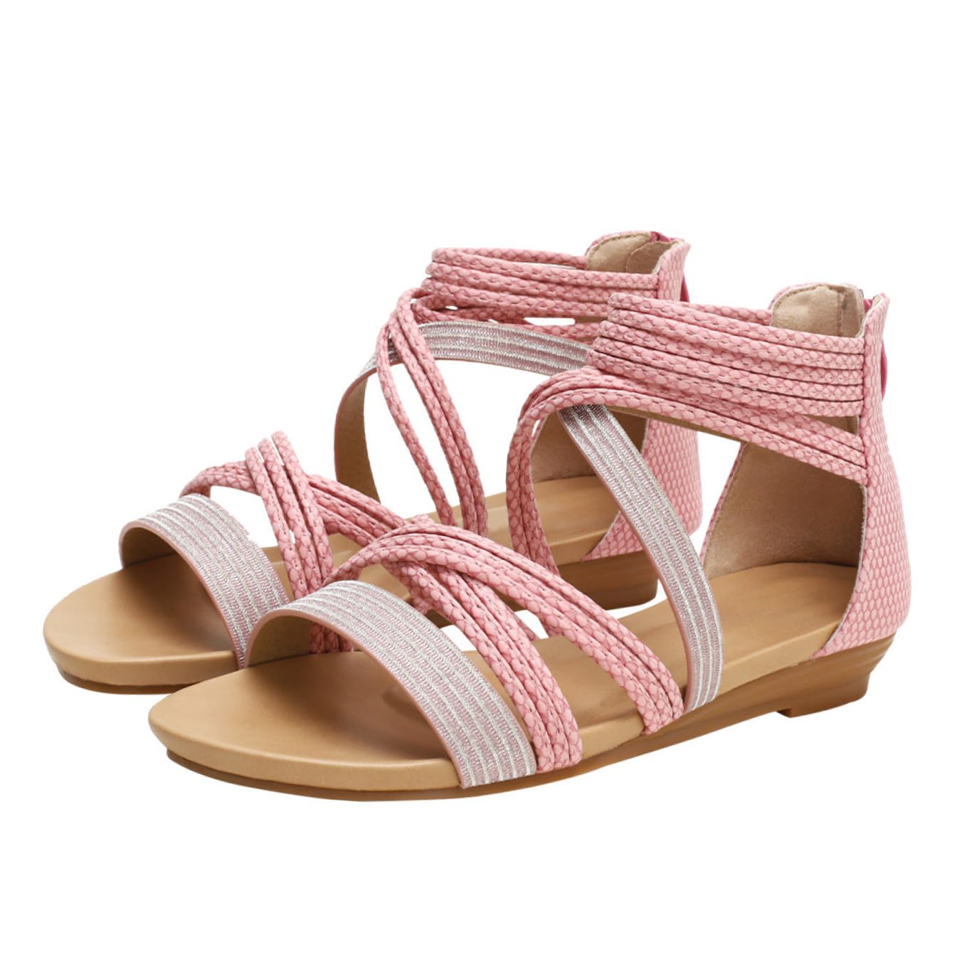 ifundom Sandalias Romanas Planas de Mujer Talla 41 Rosa de PU