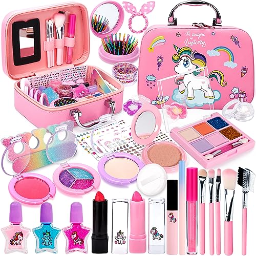 Dreamon Trucchi Bambina Set, 20 Pezzi Lavabile Set Di Valigetta Trucchi Bambina Mermaids Set, Gioco Trucco Ragazze 3+ Regalo Natale Compleanno
