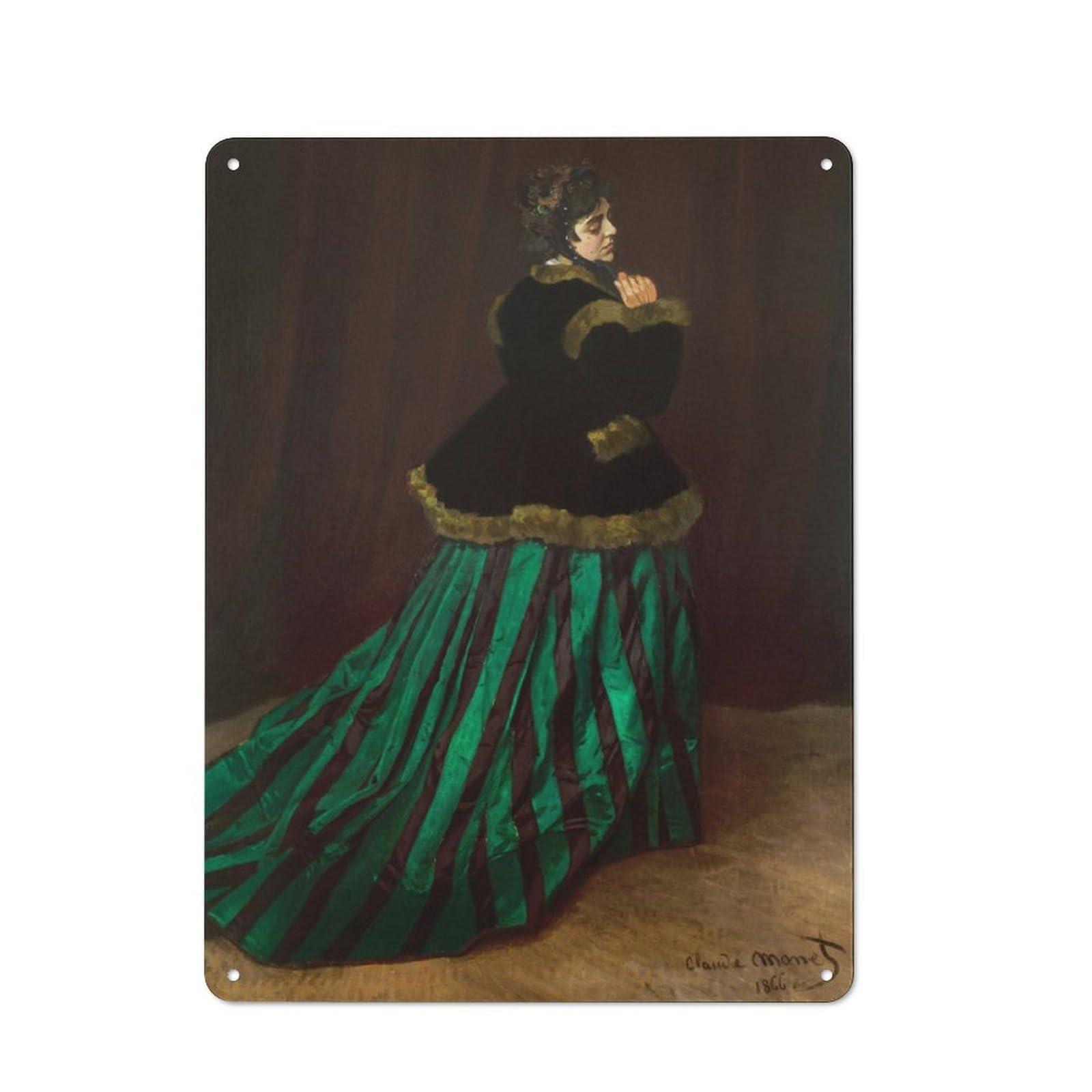 Junmoney Claude Monets Camille Rustic Tin Wall Plaque 40X30cm For Home Bar Wall, For Vintage Wall Decor Fans, For Living Room And Hallway Decor