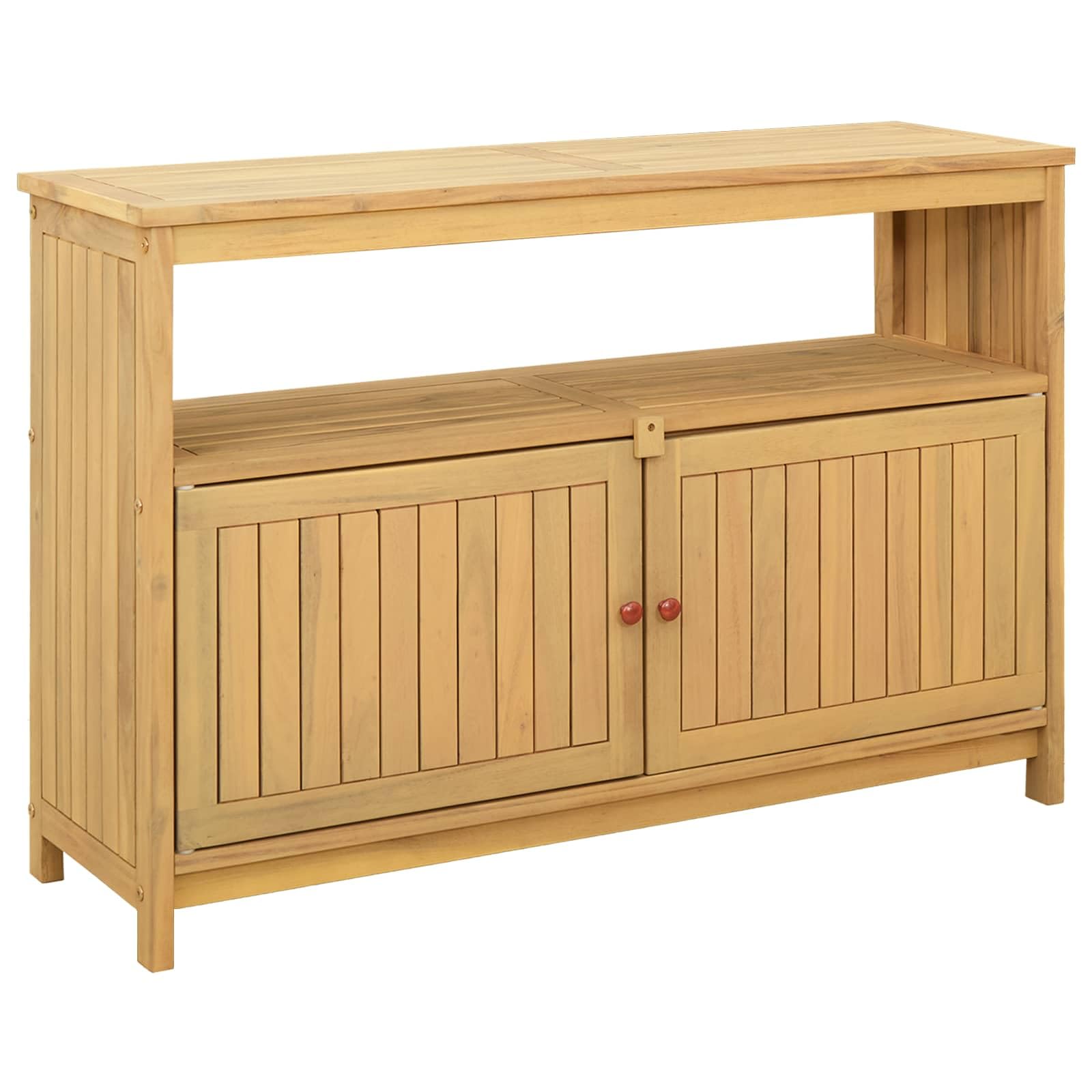 vidaXL Gartenkonsole Tisch Helles Akazienholz 110 x 35 x 75 cm, Garten, Rechteckig, Rustikal, Langlebig, Genügend Platz für die Aufbewahrung und Organisation von Werkzeugen und Zubehör auch in engen R