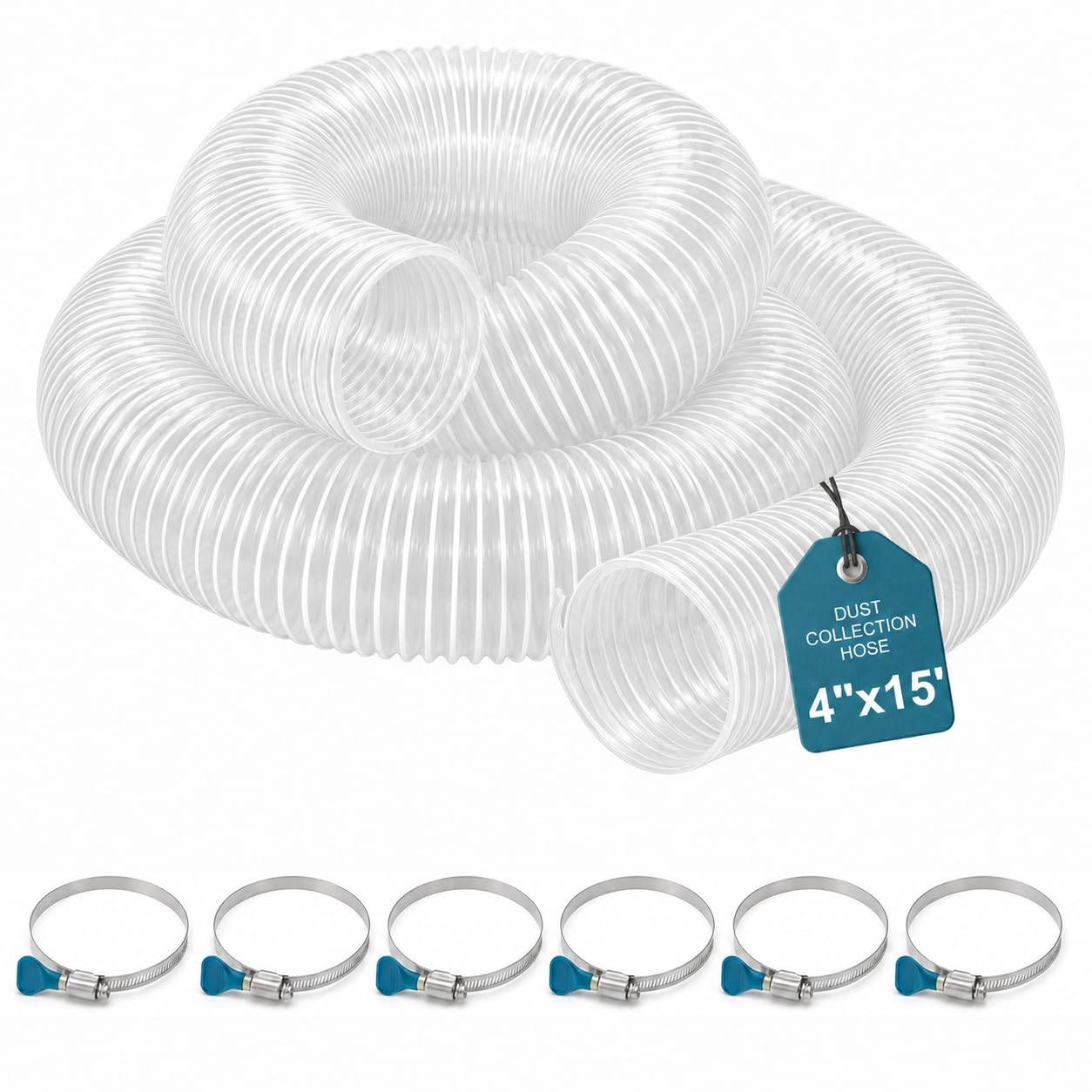 4" PVC Dust Collection Hose - 10ft, Clear -21