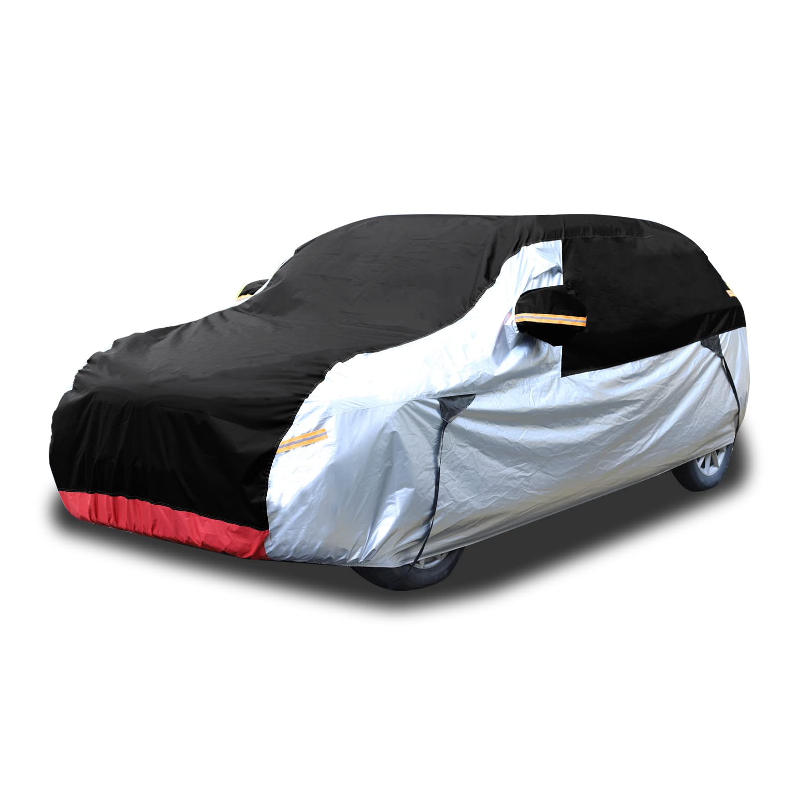 OTD-FNSH Car Cover Waterproof All Weather for Automobiles,Outdoor Full Cover Rain Sun UV Protection 6 Layers Full Exterior Covers Universal Fit for Sedan